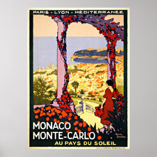 Poster Vintage voyage du Monaco Monte Carlo