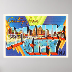 Poster Vintage voyage du New Jersey NJ d'Atlantic City 2
