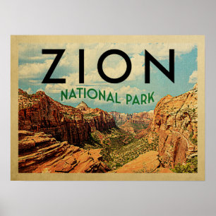 Poster Vintage voyage du parc national de Zion
