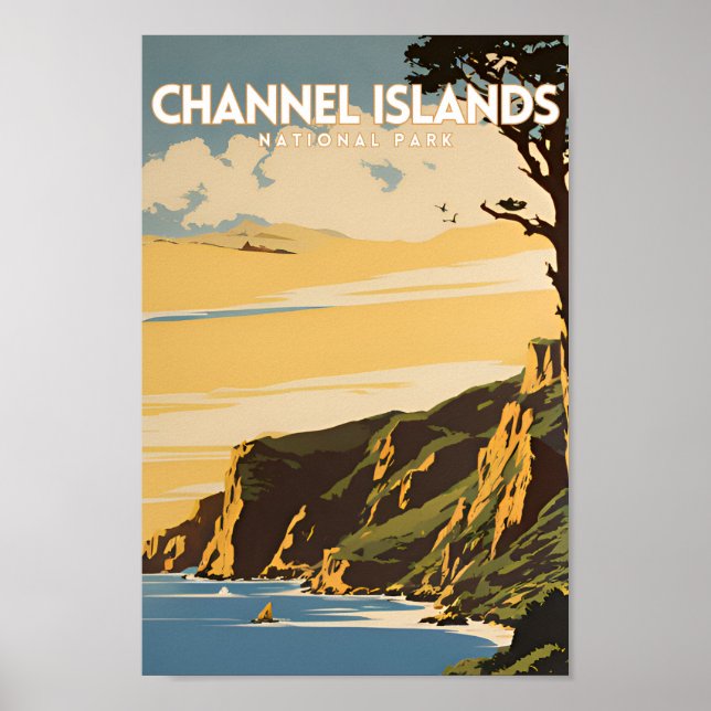 Poster Vintage voyage du parc national des Îles-de-la-Man (Devant)