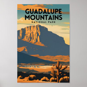 Poster Vintage voyage du parc national des Monts Guadalup