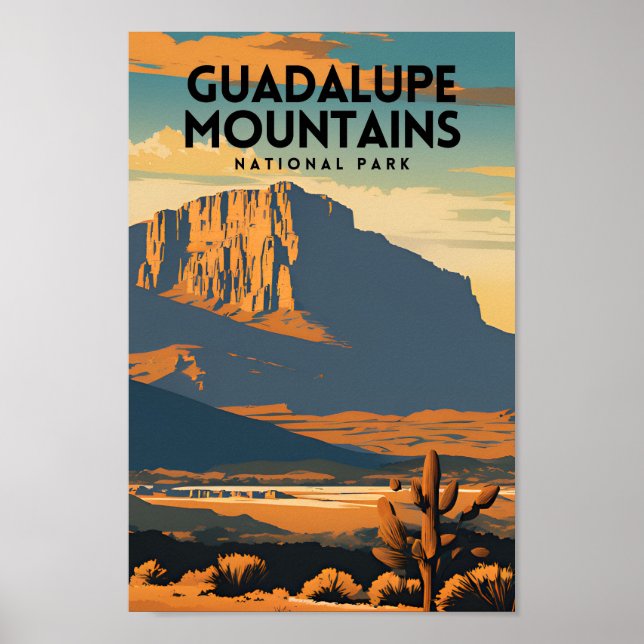 Poster Vintage voyage du parc national des Monts Guadalup (Devant)