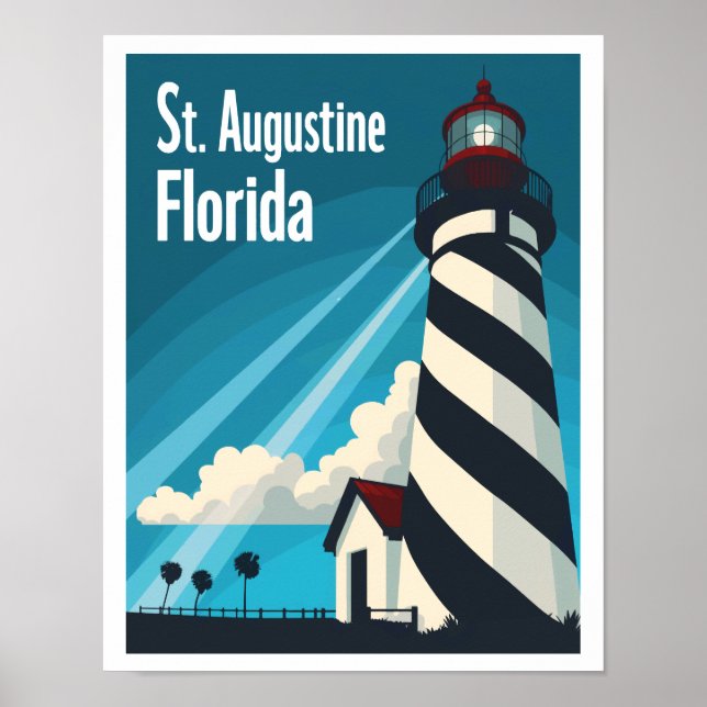 Poster Vintage voyage du phare St Augustine Florida (Devant)