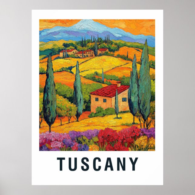 Poster Vintage voyage du vignoble toscan (Devant)