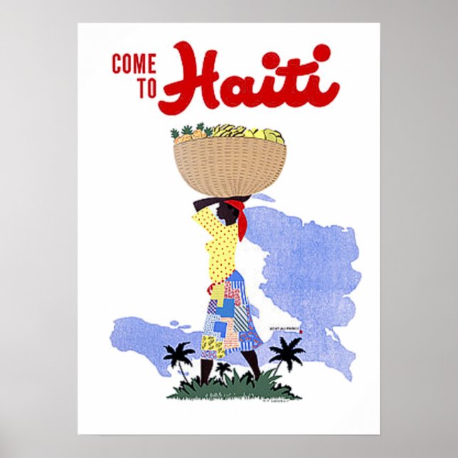 Poster Vintage voyage En Haïti (Devant)