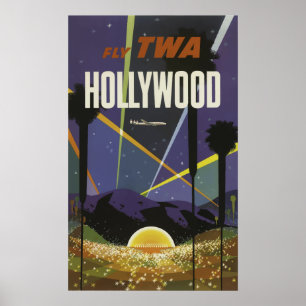 Poster Vintage voyage - États-Unis Hollywood
