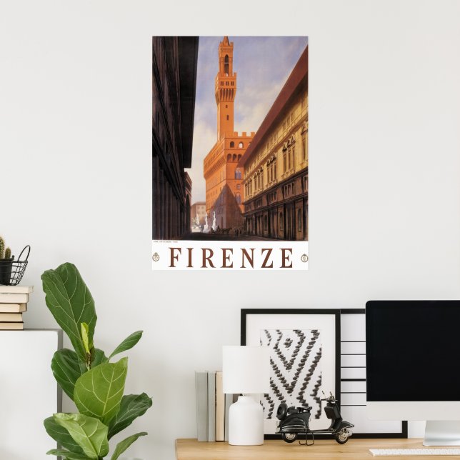Poster Vintage voyage, Firenze, Florence, Palazzo Vecchio (Bureau à domicile)