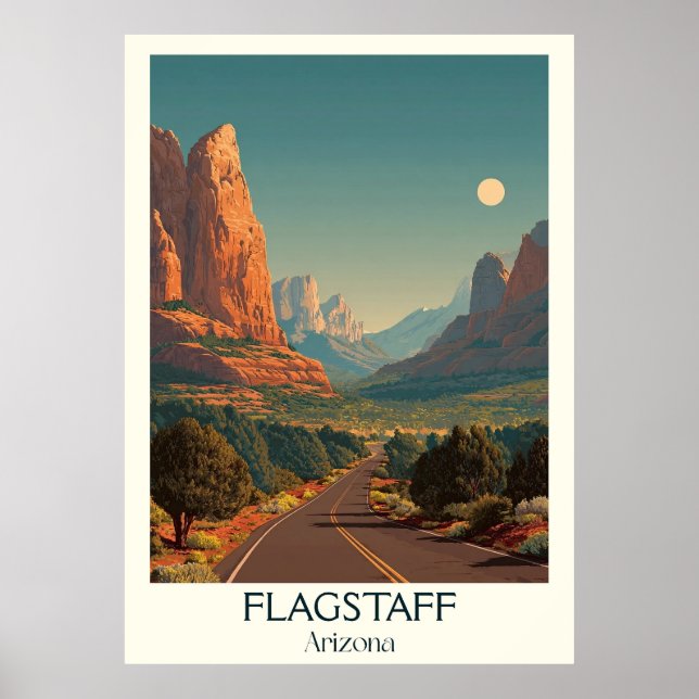 Poster Vintage voyage Flagstaff Arizona | Mo rétro (Devant)