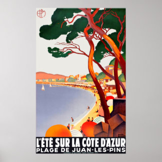 Poster Vintage voyage France Côte dazure