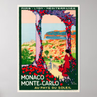 Poster Vintage voyage France - Monaco Monte Carlo