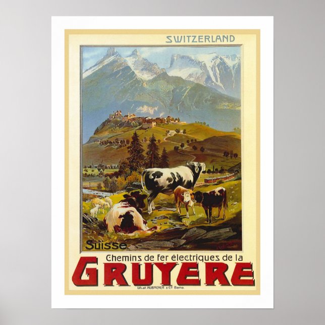 Poster Vintage voyage Gruyere (Devant)