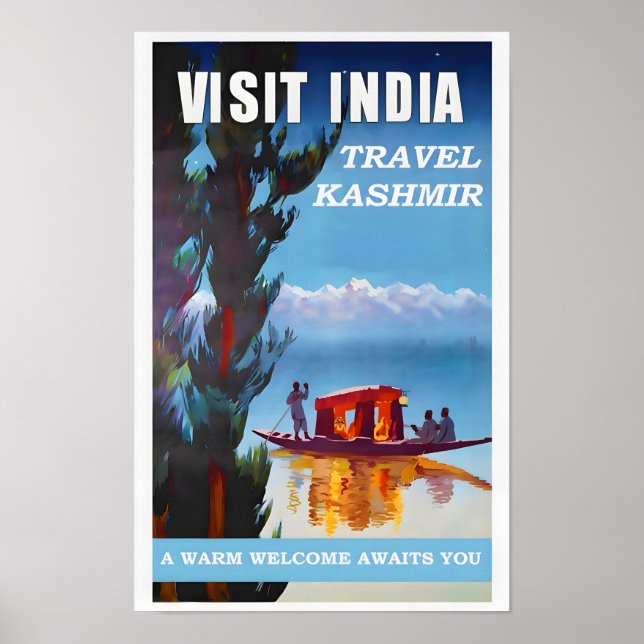 Poster Vintage voyage Inde-Cachemire (Devant)