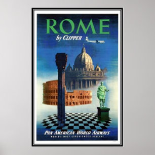 Poster Vintage Voyage Italie, Rome -