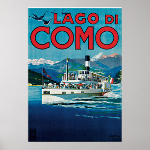 Poster Vintage voyage Lago Di Como