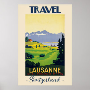 Poster Vintage voyage Lausanne Suisse