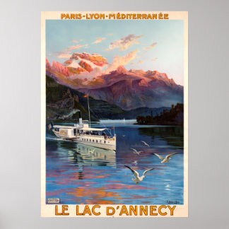 Poster Vintage voyage - Le Lac d'Annecy - Lac d'Annecy