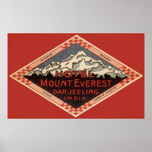 Poster Vintage voyage, le mont Everest, Darjeeling Inde