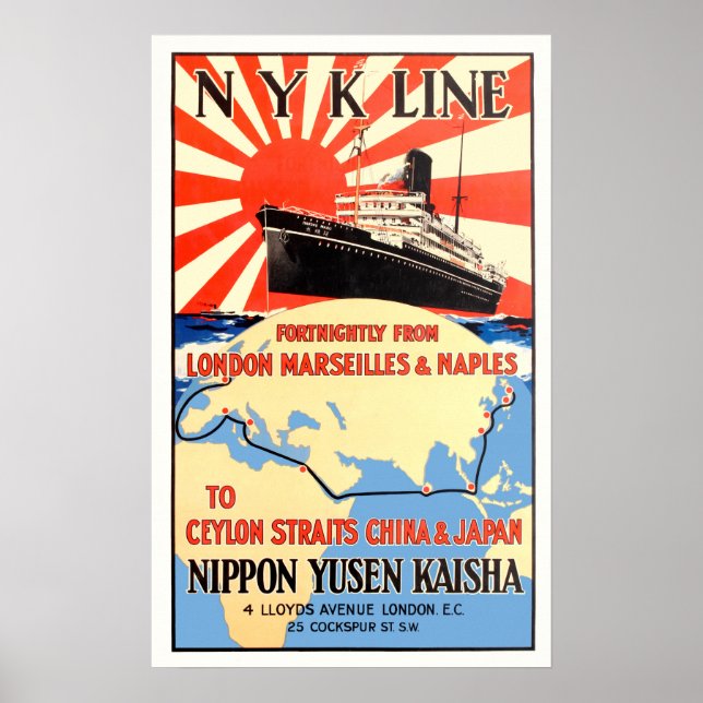 Poster Vintage voyage - Londres Japon (Devant)