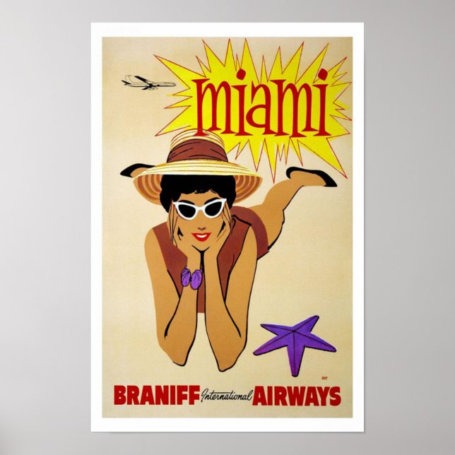 Poster Vintage voyage Miami Florida (Devant)
