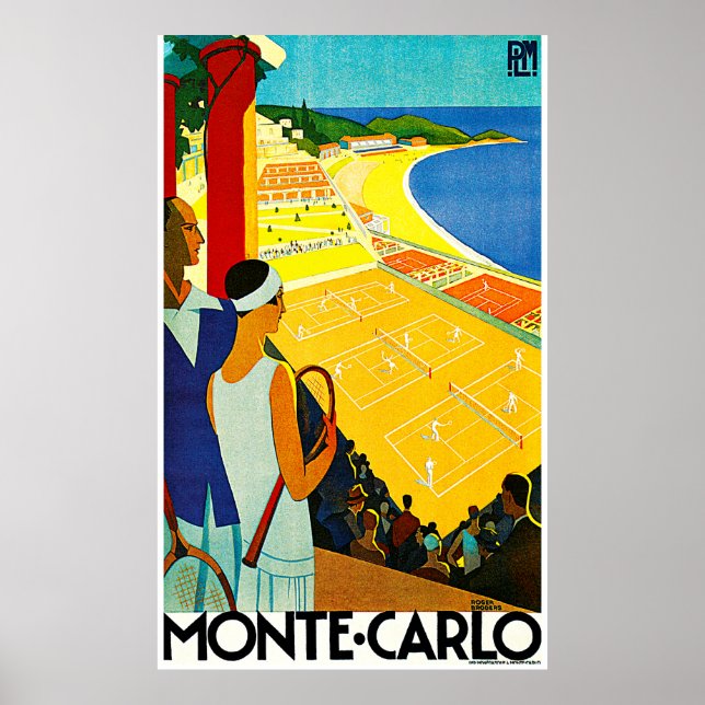 Poster Vintage voyage Monte Carlo (Devant)