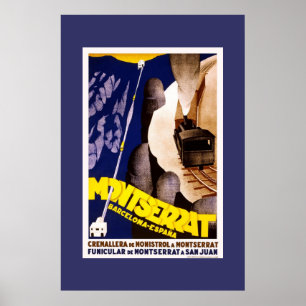 Poster Vintage voyage Montserrat Espagne
