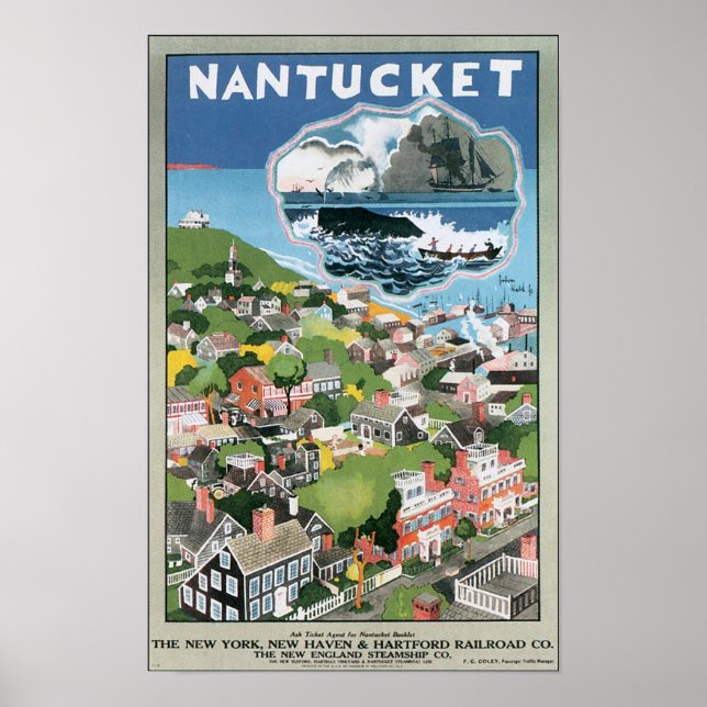 Poster Vintage voyage Nantucket (Devant)