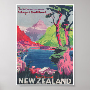Poster Vintage voyage néo-zélandais