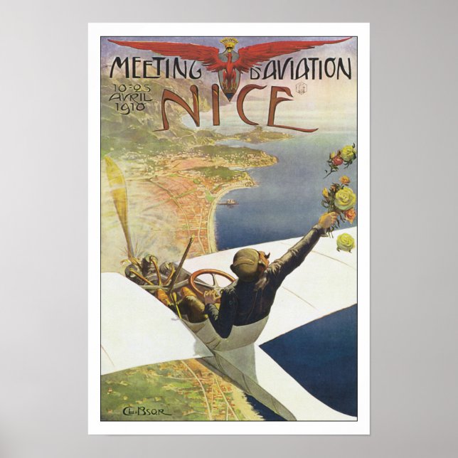Poster Vintage voyage Nice France (Devant)