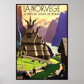 Poster Vintage voyage Norvège