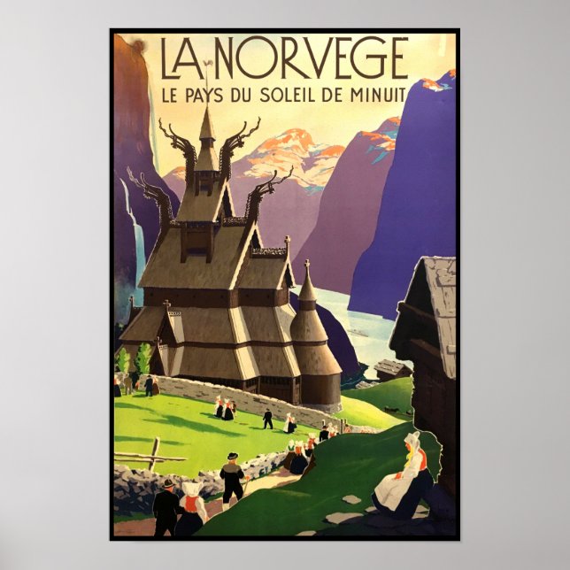Poster Vintage voyage Norvège (Devant)