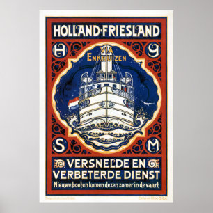 Poster Vintage voyage Pays-Bas Holland restauré
