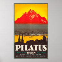 Poster Vintage voyage Pilatus Bahn Switzerland