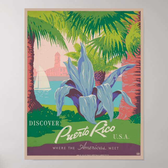 Poster Vintage voyage Porto Rico (Devant)