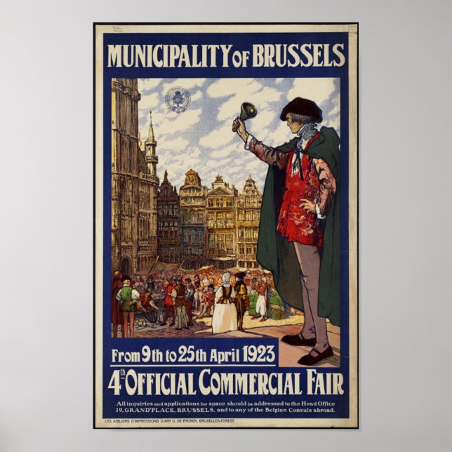 Poster Vintage voyage pour Bruxelles (Devant)