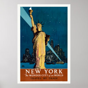 Poster Vintage voyage Pour New York