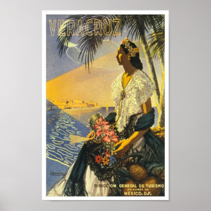 Poster Vintage voyage pour Veracruz, Mexique