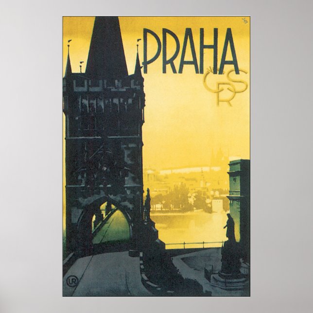 Poster Vintage voyage Praha (Devant)