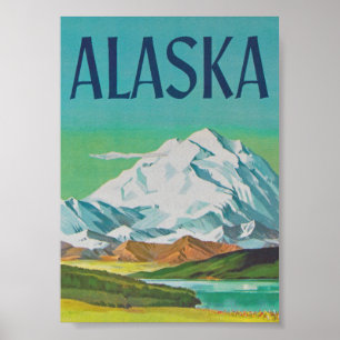 Poster Vintage voyage rétro de l'Alaska