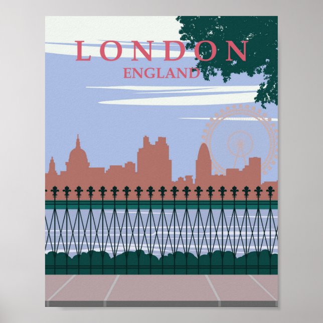 Poster Vintage voyage rétro de Londres Angleterre (Devant)