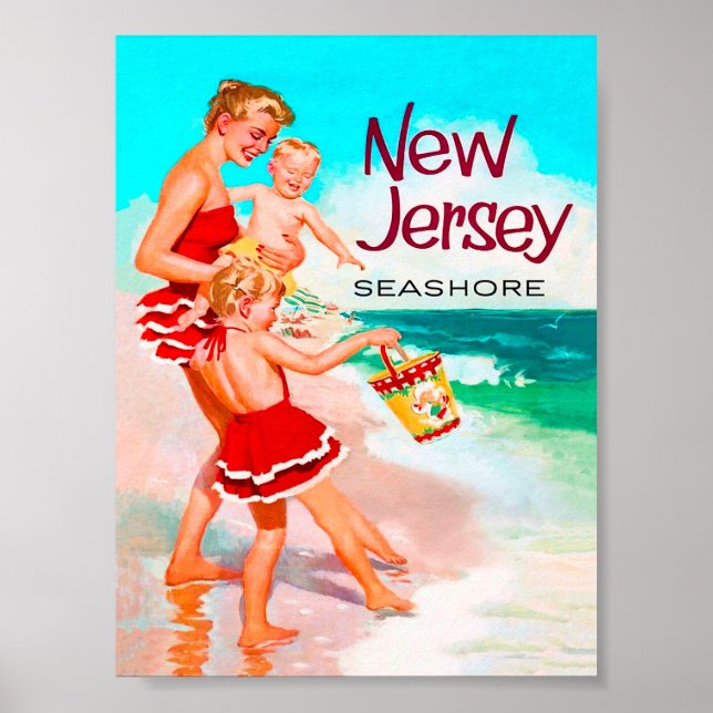 Poster Vintage voyage rétro de New Jersey Seashore (Devant)
