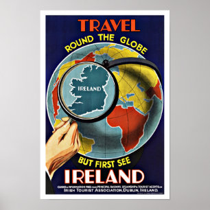 Poster Vintage voyage Round the Globe Voir Irlande
