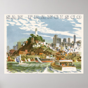 Poster Vintage voyage San Francisco Bay Ferry Boat