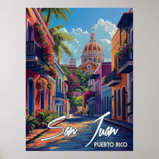 Poster Vintage voyage San Juan (Devant)