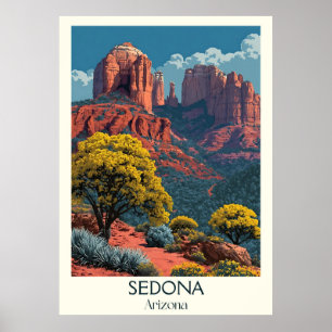 Poster Vintage voyage Sedona Arizona Red Rock