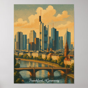 Poster Vintage voyage Skyline de Francfort Allemagne