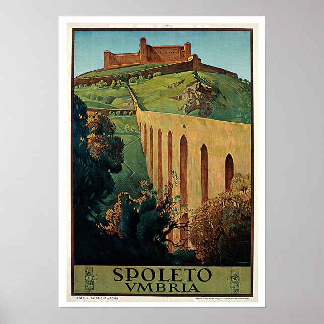 Poster Vintage voyage, Spoleto Italie (Devant)