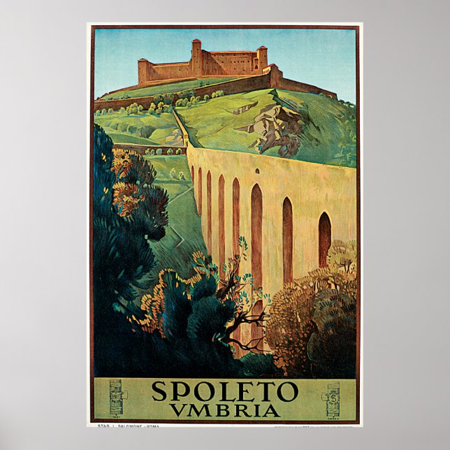 Poster Vintage voyage Spoleto Vmbria (Devant)