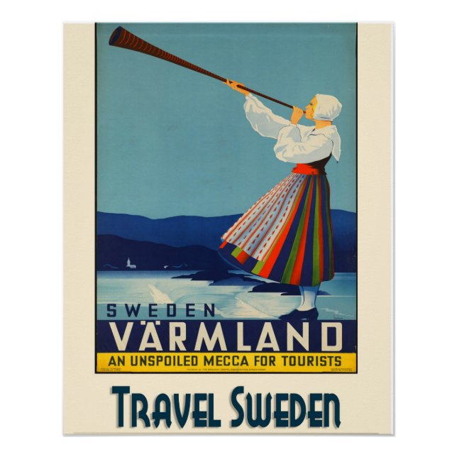 Poster Vintage voyage Suède (Devant)