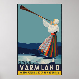 Poster Vintage voyage Suède