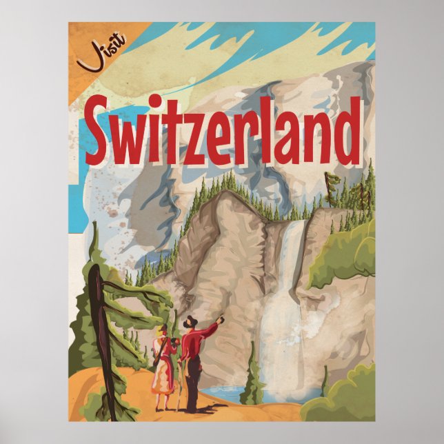 Poster Vintage voyage Suisse (Devant)